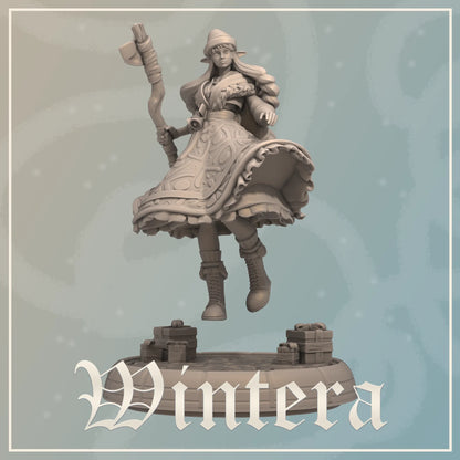 Wintera tabletop miniature by Tattles Told 3D, D&D fantasy scale figure for display or gaming, featuring detailed fantasy character design.