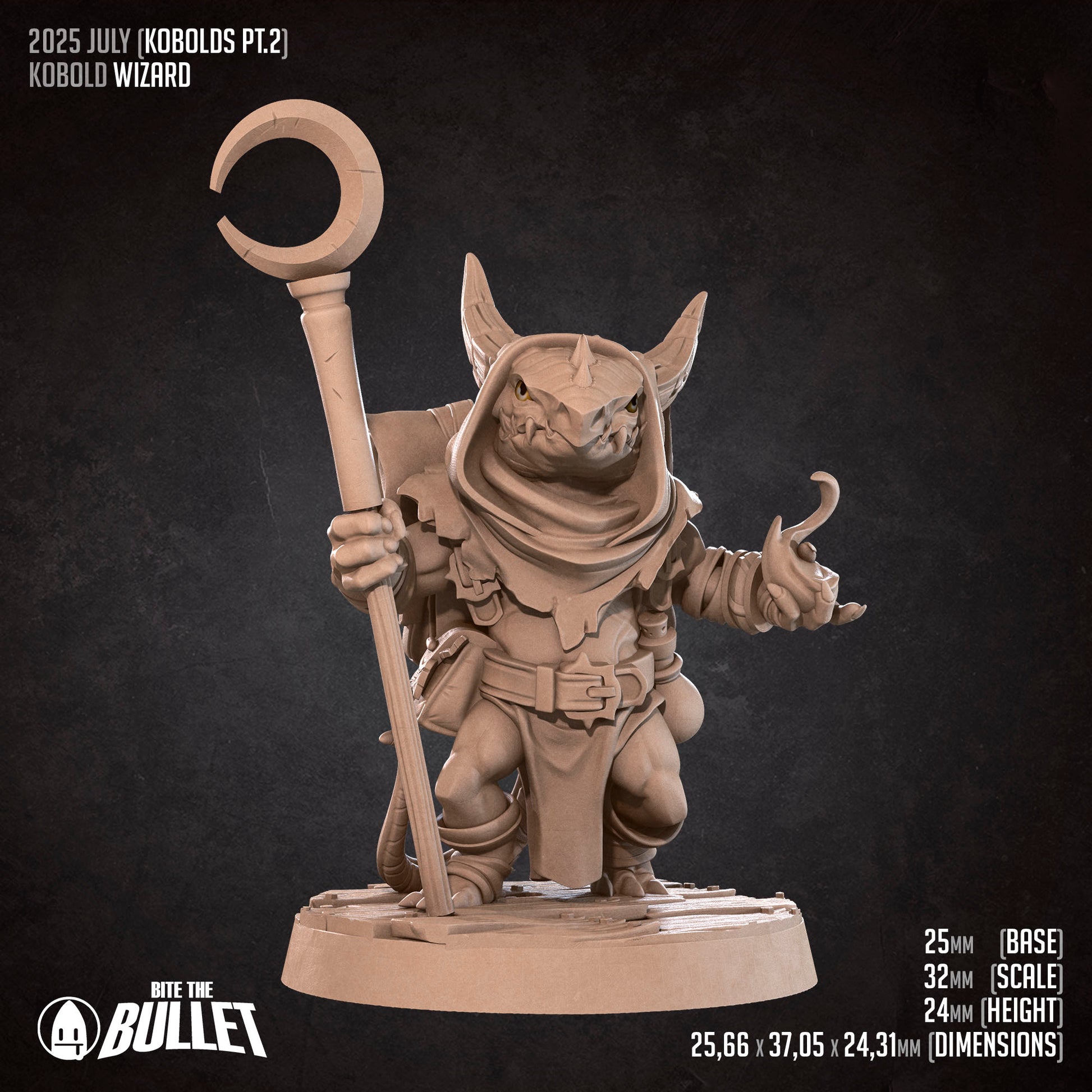 Kobold Wizard | D&D TTRPG Miniature | Bite the Bullet