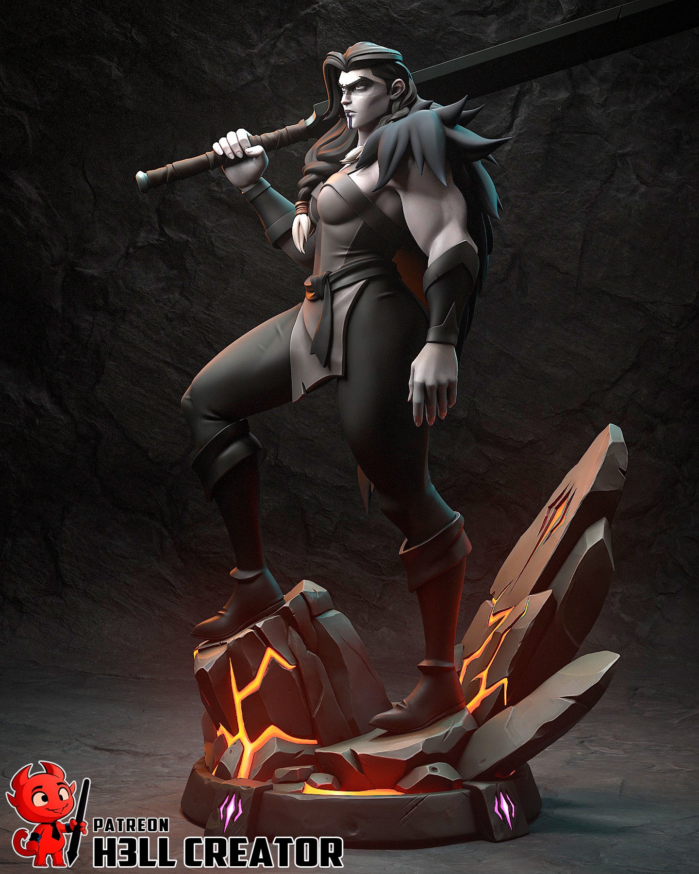 Resin garage kit figure of Stormborn Barbarian by Tattles Told 3D, featuring detailed sculpting and dynamic pose.