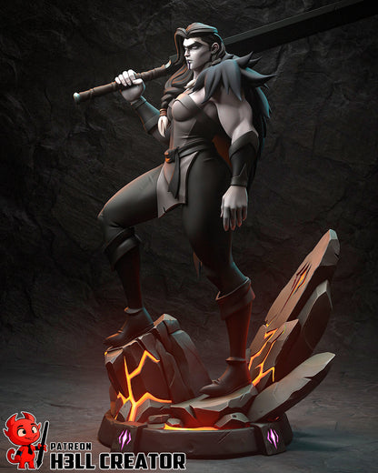 Resin garage kit figure of Stormborn Barbarian by Tattles Told 3D, featuring detailed sculpting and dynamic pose.