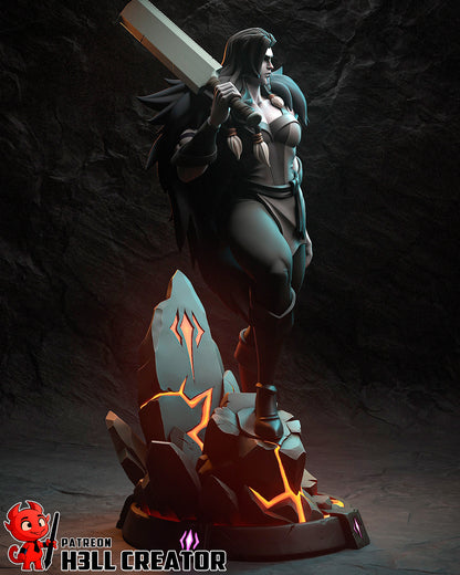 Resin garage kit figure of Stormborn Barbarian by Tattles Told 3D, featuring detailed sculpting and dynamic pose, created by h3LL.