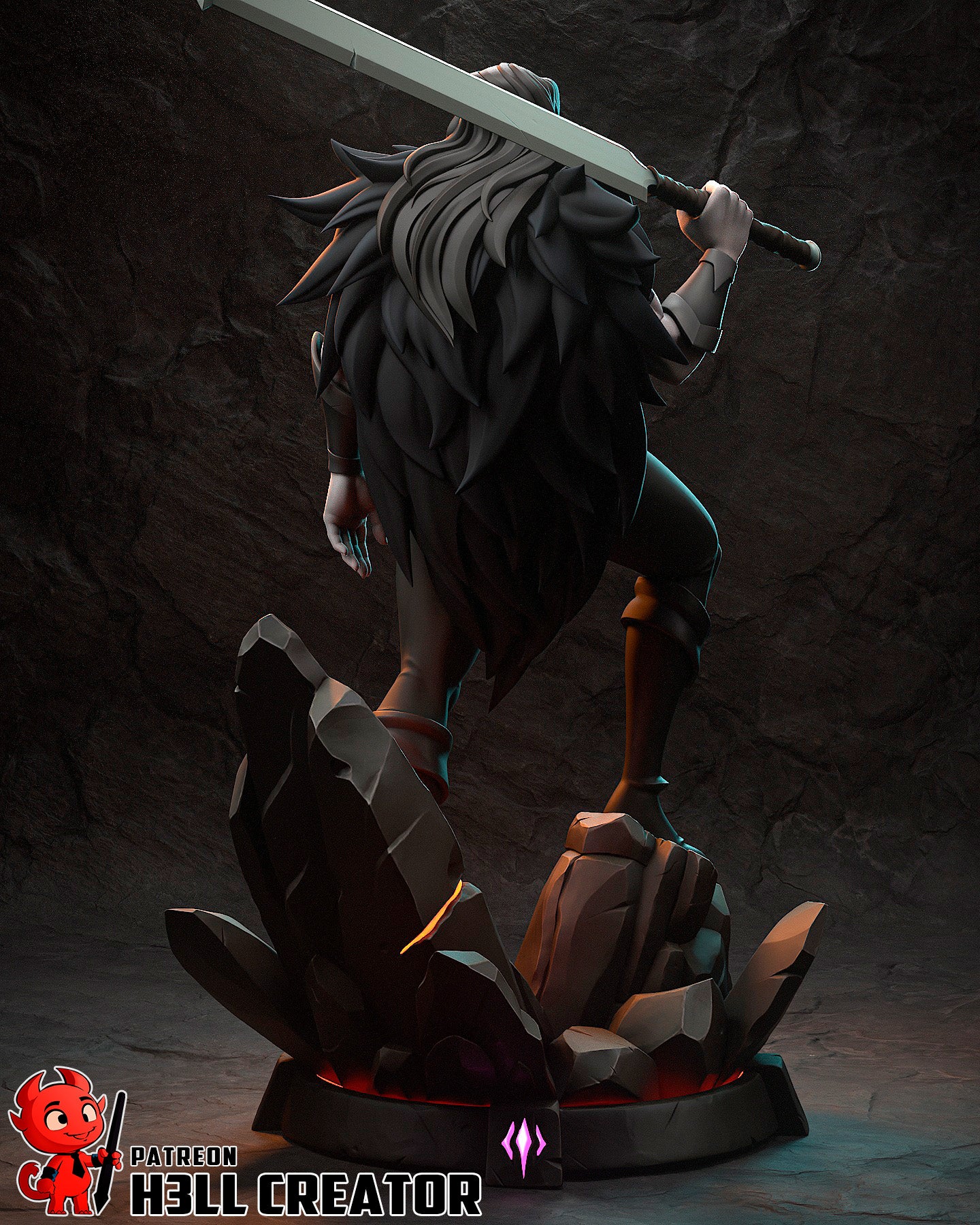 Resin garage kit figure of Stormborn Barbarian by Tattles Told 3D, showcasing detailed sculpting and dynamic pose in a game fan art style.