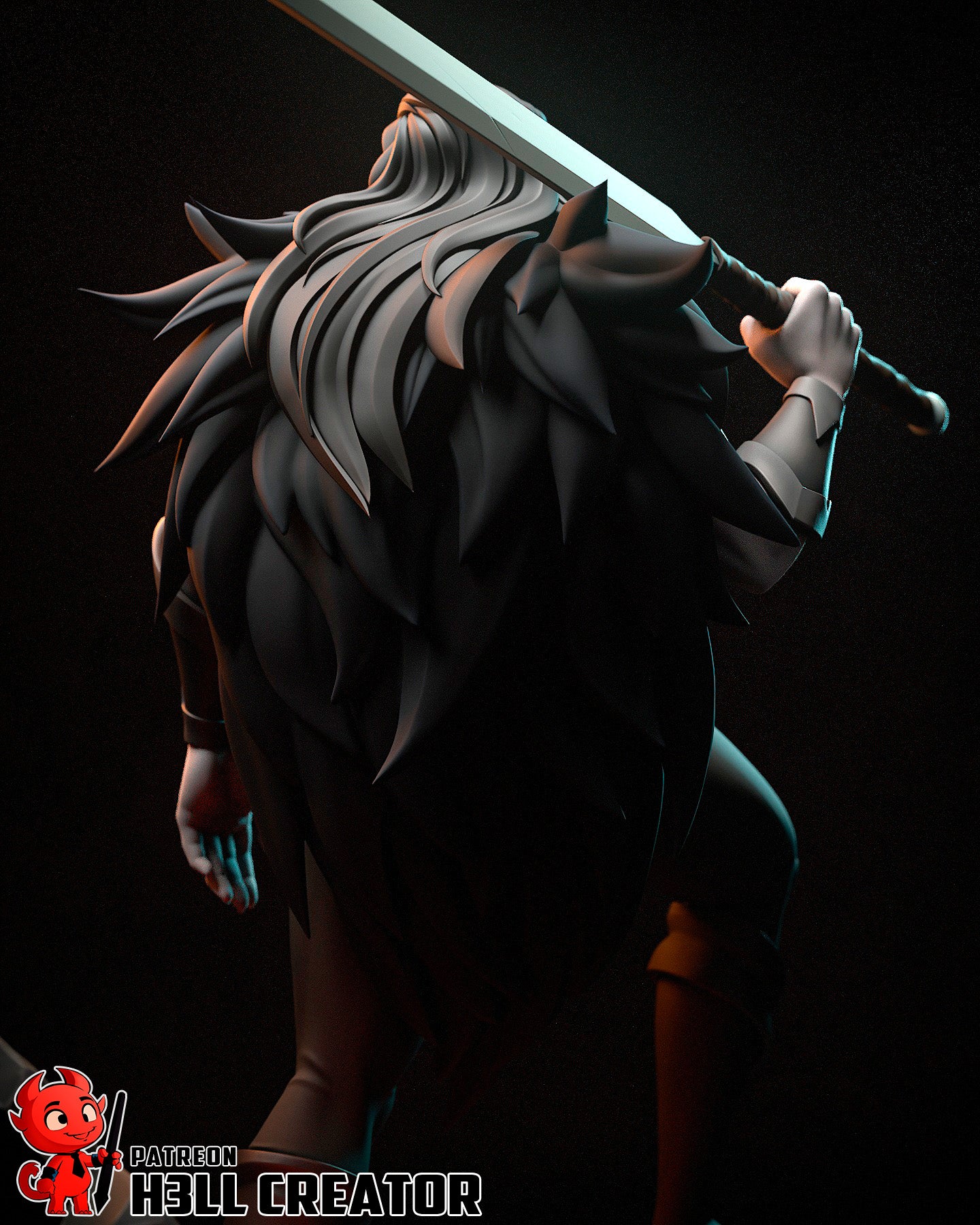 Resin garage kit figure of Stormborn Barbarian by Tattles Told 3D, showcasing detailed sculpting and dynamic warrior pose.