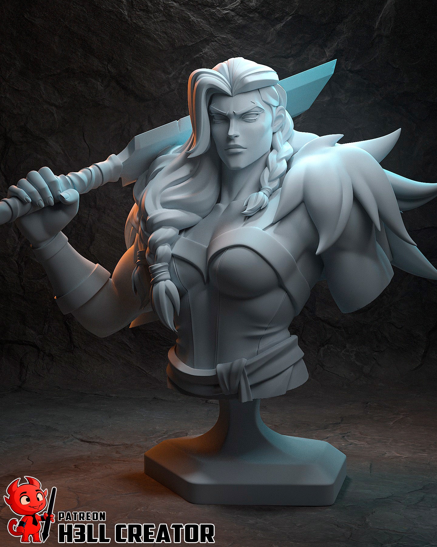 Resin garage kit figure of Stormborn Barbarian by Tattles Told 3D, showing detailed sculpt and dynamic pose in fan art style.