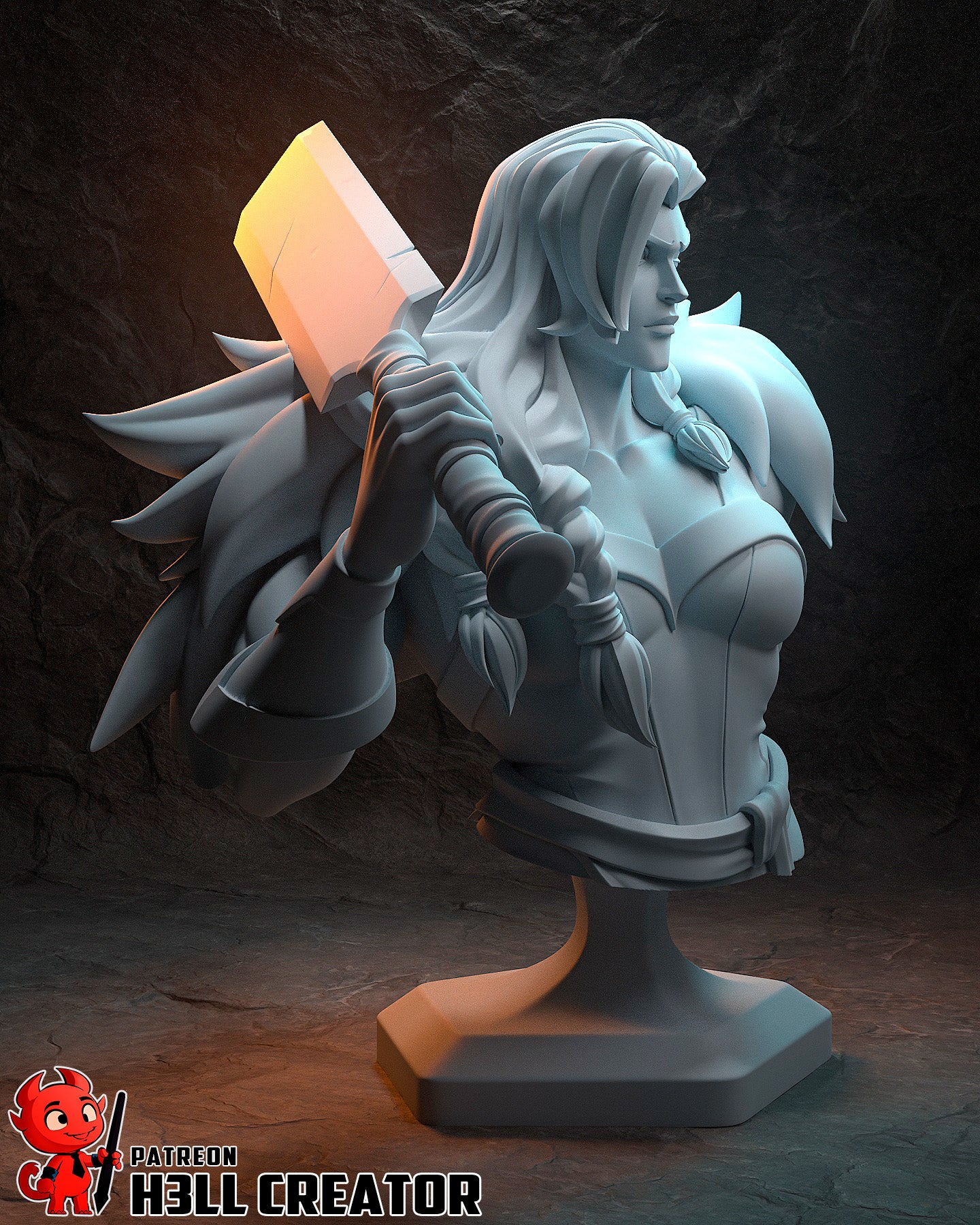 Resin garage kit figure of Stormborn Barbarian by Tattles Told 3D, featuring detailed fantasy character with rugged armor and fierce stance.