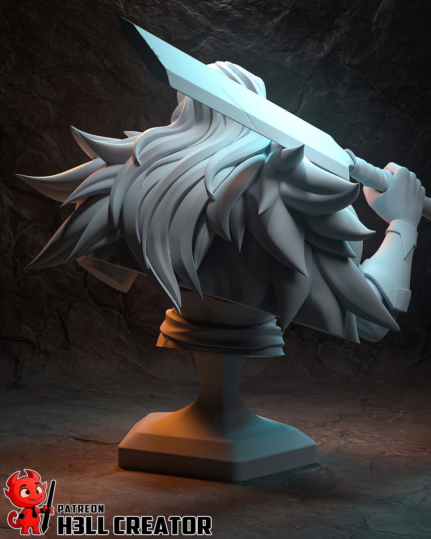 Resin garage kit figure of Stormborn Barbarian by Tattles Told 3D, showcasing detailed sculpt and dynamic pose.