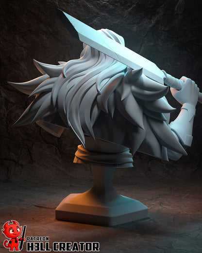 Resin garage kit figure of Stormborn Barbarian by Tattles Told 3D, showcasing detailed sculpt and dynamic pose.