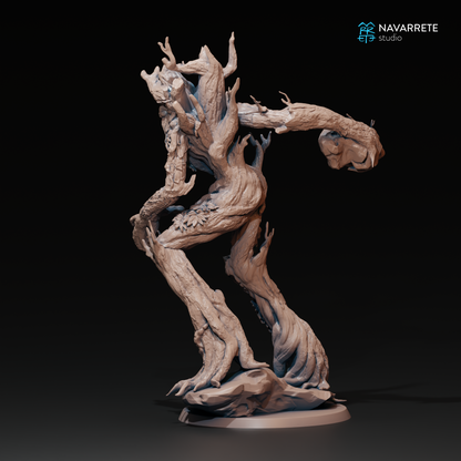 Detailed image of a Treefolk Ent miniature from Navarrete Studio's tabletop gaming collection by Tattles Told 3D.