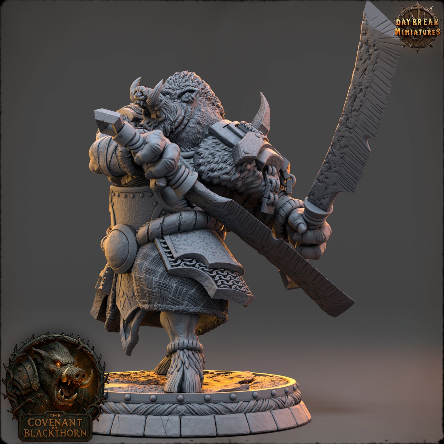 Boar Folk - The Covenant of Blackthorn | Tabletop or Display Scale | D&D Mini | Daybreak Miniatures