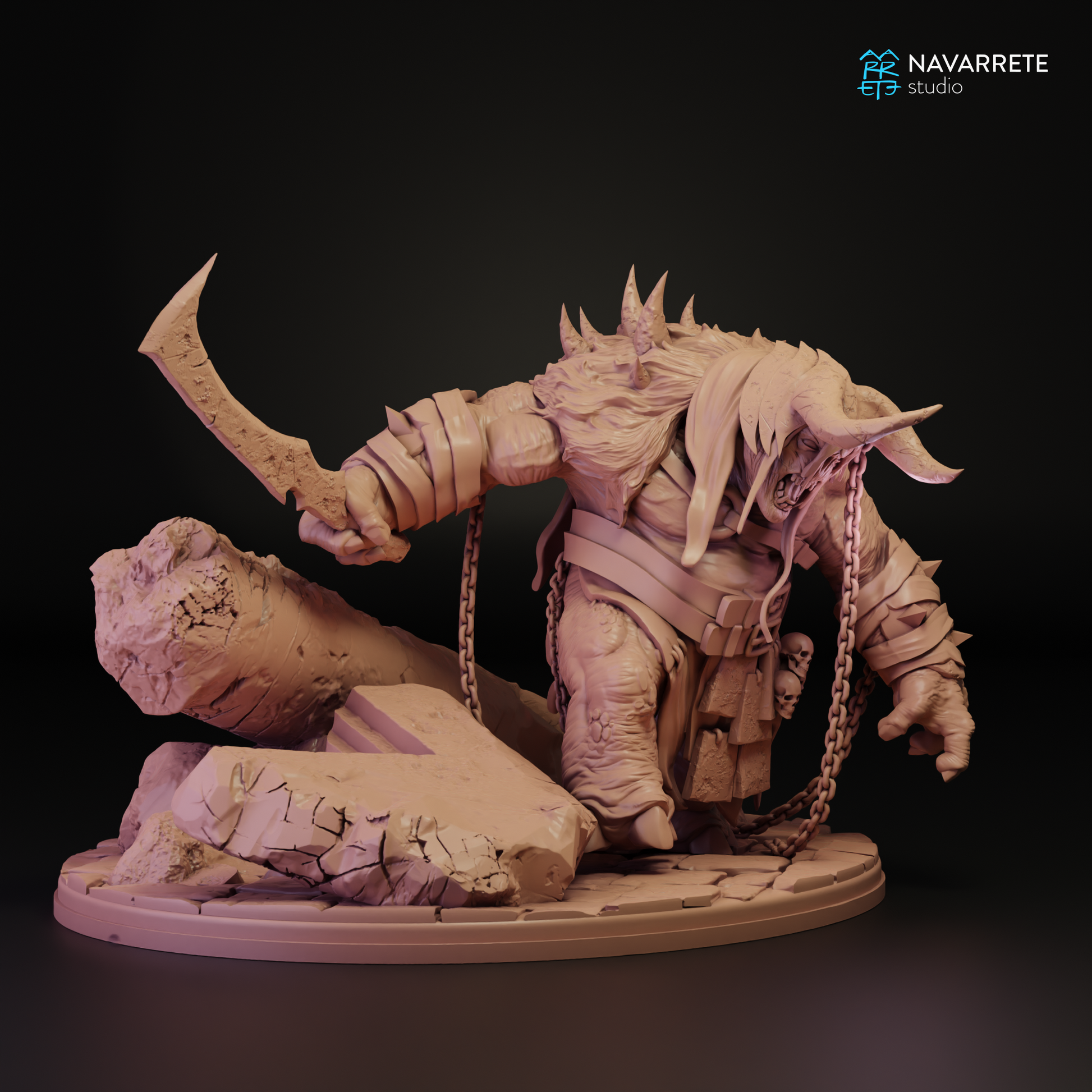 Trolls tabletop gaming miniature by Tattles Told 3D featuring Zarkul, the Tyrant of the Hordes, detailed sculpt with vibrant colors.