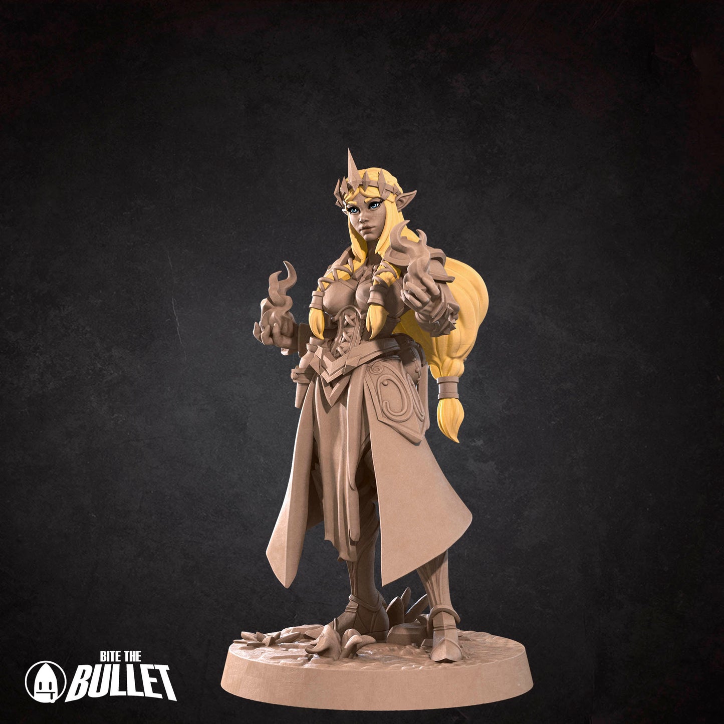 Zeruda D&D TTRPG miniature by Tattles Told 3D showing a detailed fantasy character with armor and weapon in a dynamic pose.