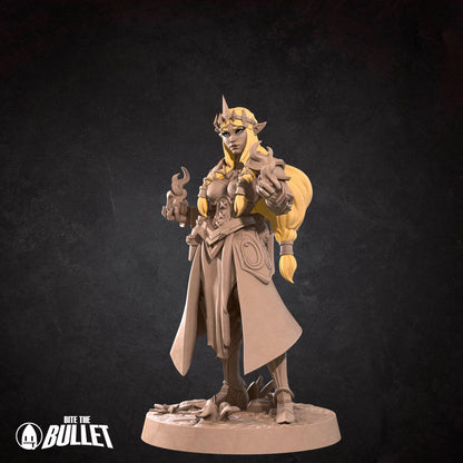 Zeruda D&D TTRPG miniature by Tattles Told 3D showing a detailed fantasy character with armor and weapon in a dynamic pose.