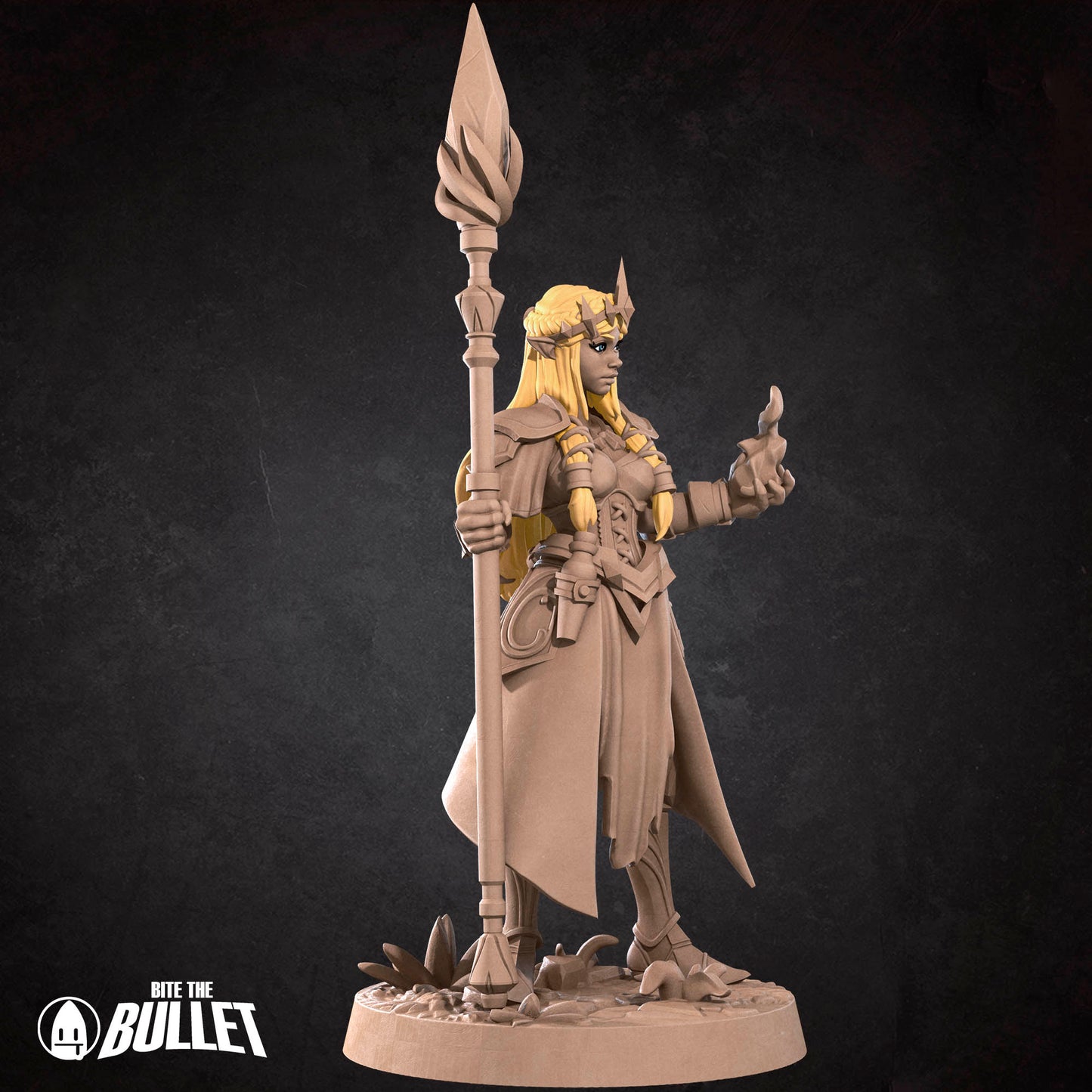 Zeruda D&D TTRPG miniature by Tattles Told 3D, depicting a detailed fantasy character with armor and weaponry.