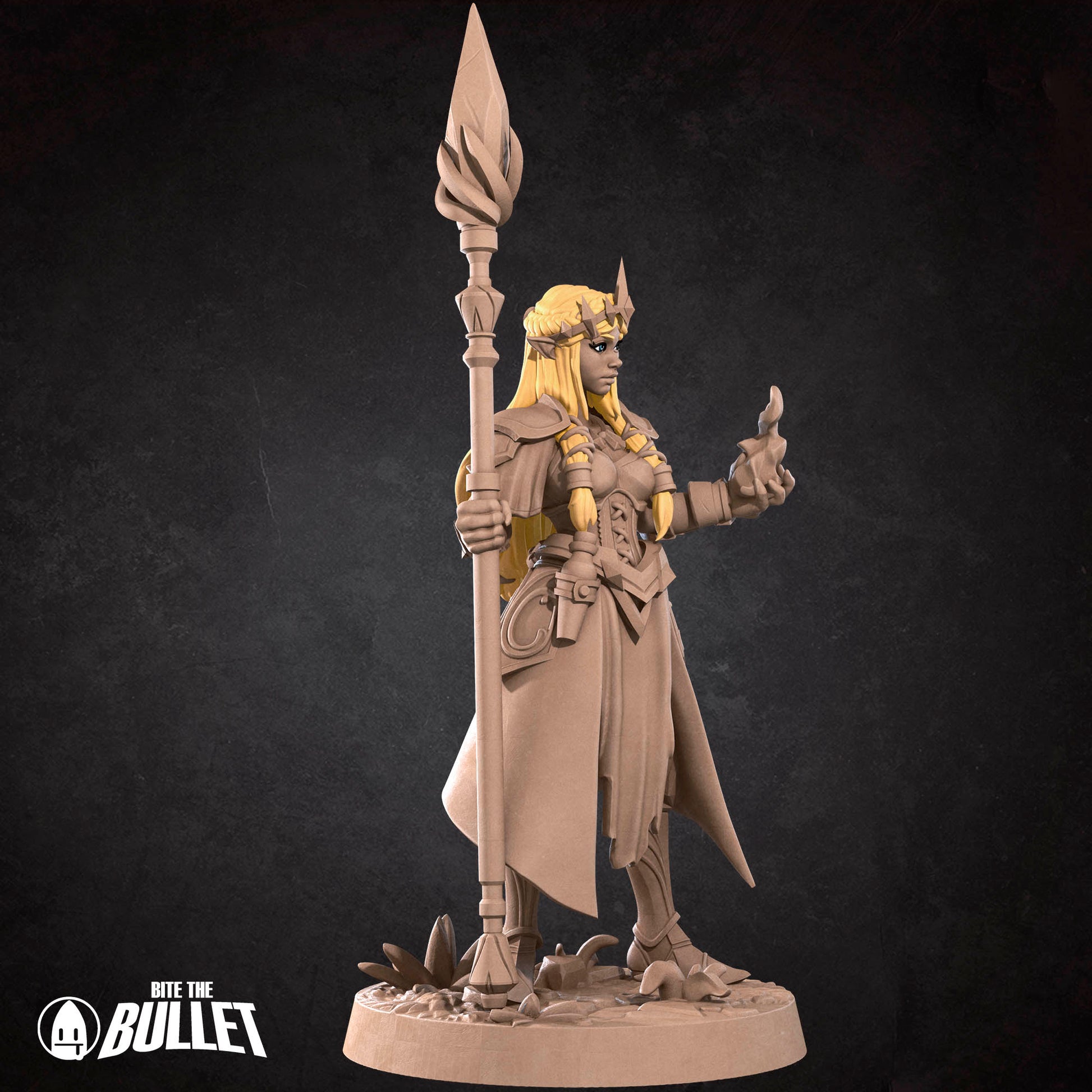 Zeruda D&D TTRPG miniature by Tattles Told 3D, depicting a detailed fantasy character with armor and weaponry.