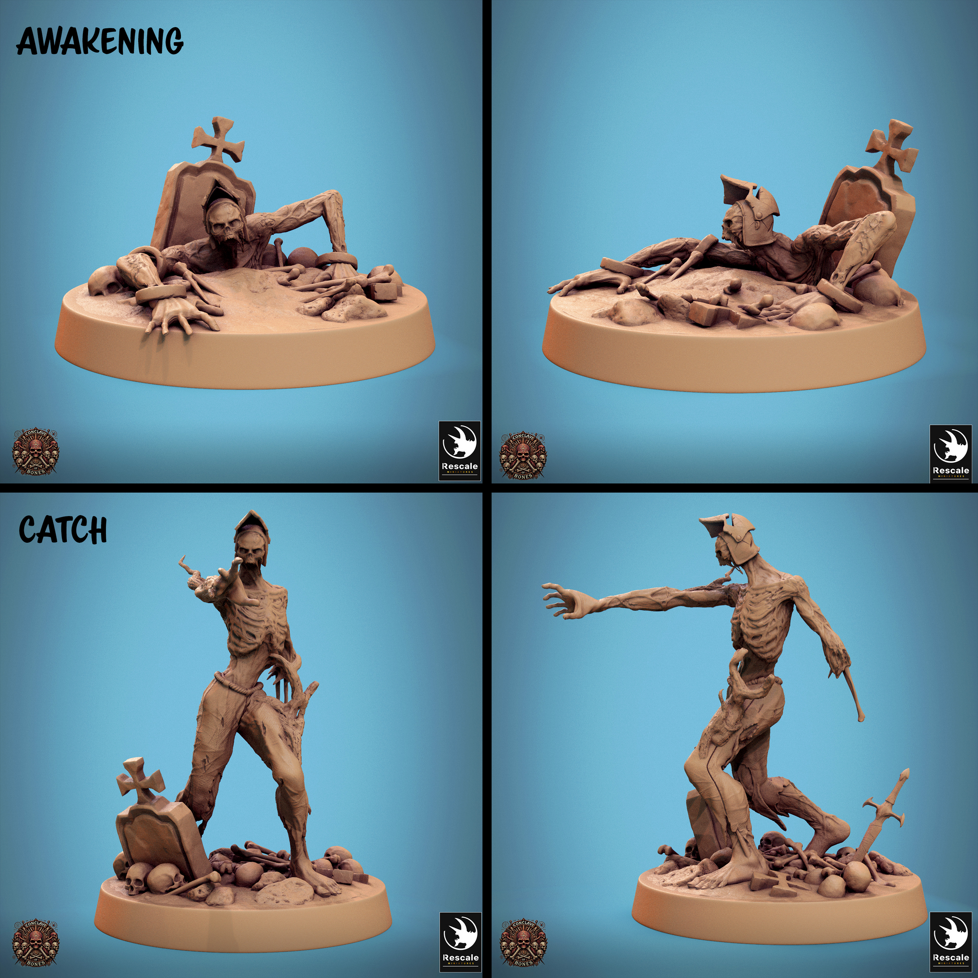 Rescaled zombie miniature from the Conclave of Bones undead warband by Tattles Told 3D, ideal for D&D tabletop RPG gameplay.