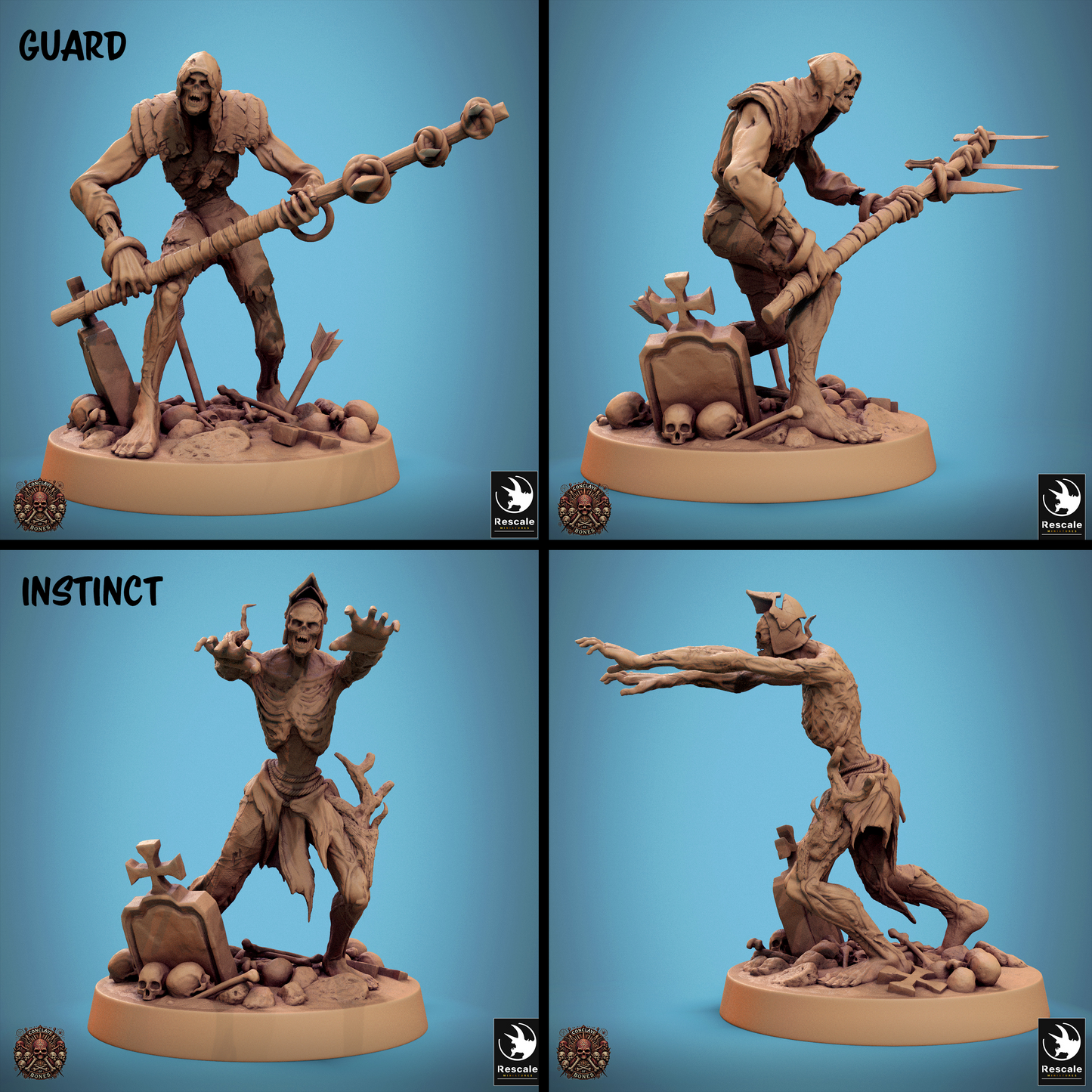 Rescaled zombie miniature from Tattles Told 3D's Conclave of Bones undead warband for D&D TTRPG games.