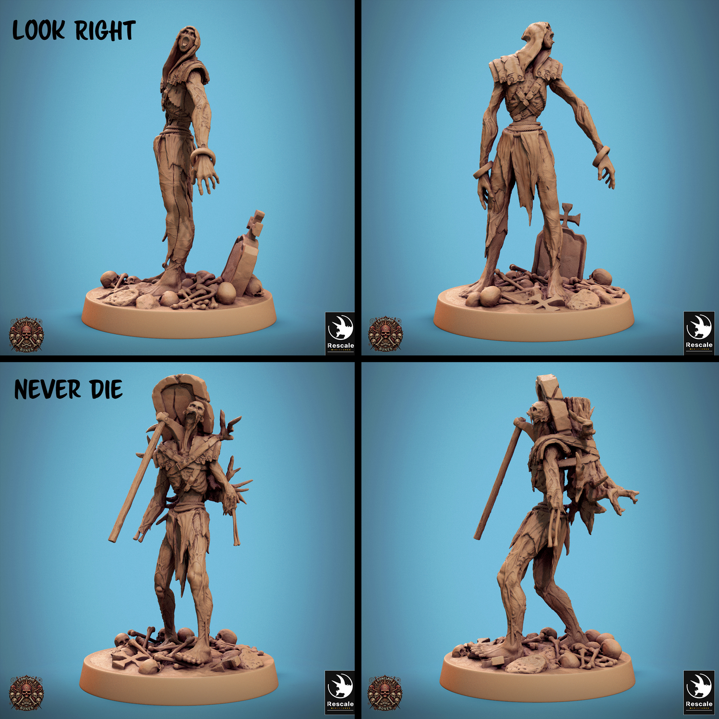 Rescaled Tattles Told 3D zombie miniature from the Conclave of Bones undead warband for D&D TTRPG games.