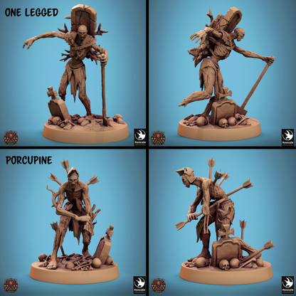 Rescaled zombie miniature from Tattles Told 3D's Conclave of Bones Undead Warband for D&D tabletop RPG, detailed undead creature.