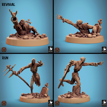 Rescaled zombie miniature from Tattles Told 3D's Conclave of Bones Undead Warband for D&D TTRPG, detailed undead figure.