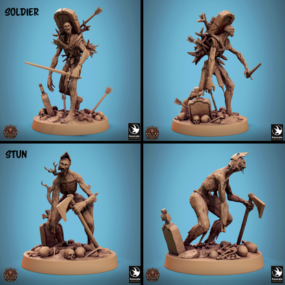 Rescaled zombie miniature from Tattles Told 3D's Conclave of Bones undead warband for D&D TTRPG games.