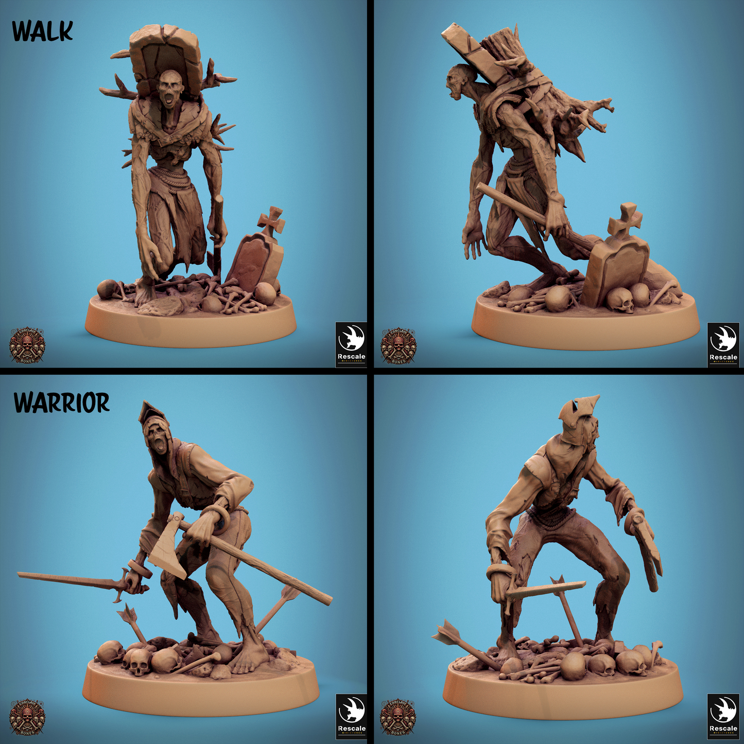 Rescaled zombie miniature from Tattles Told 3D's Conclave of Bones undead warband for D&D TTRPG games.