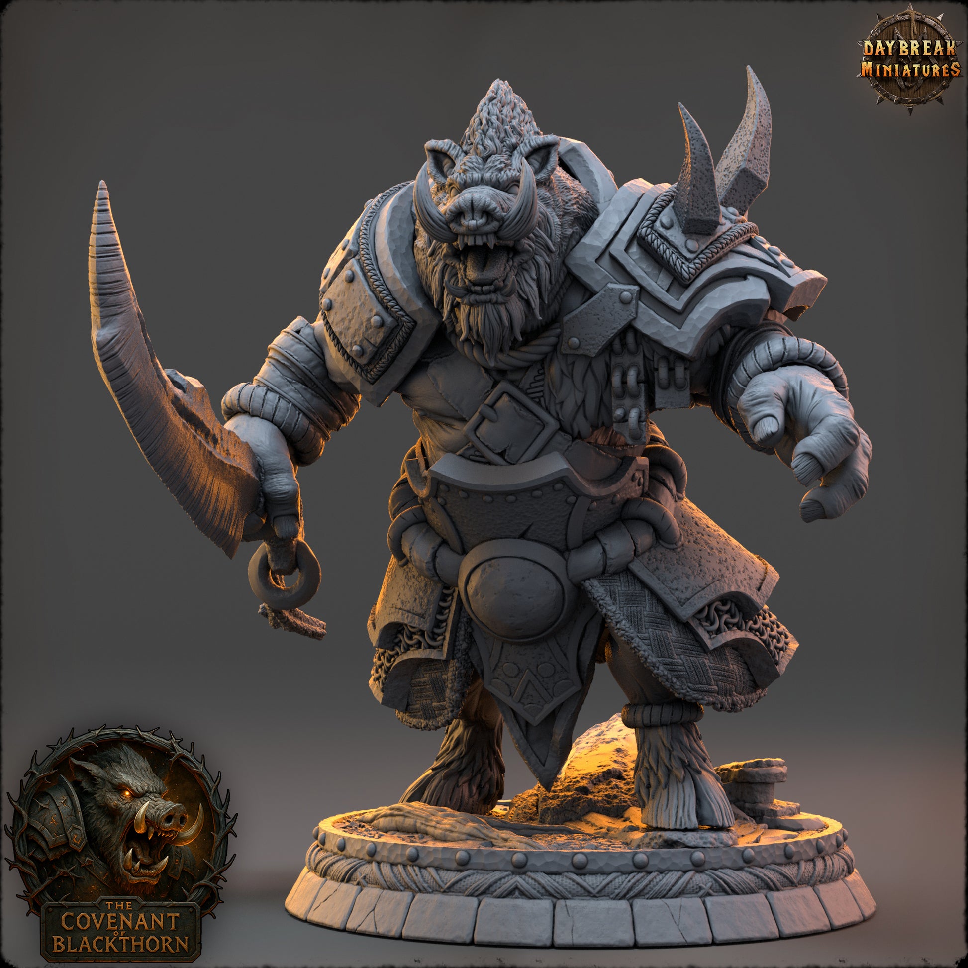 Boar Folk - The Covenant of Blackthorn | Tabletop or Display Scale | D&D Mini | Daybreak Miniatures