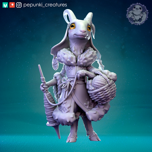 Goat Lady | Tabletop or Display Scale | D&D Humblewood TTRPG Miniature | Pepunki Creatures