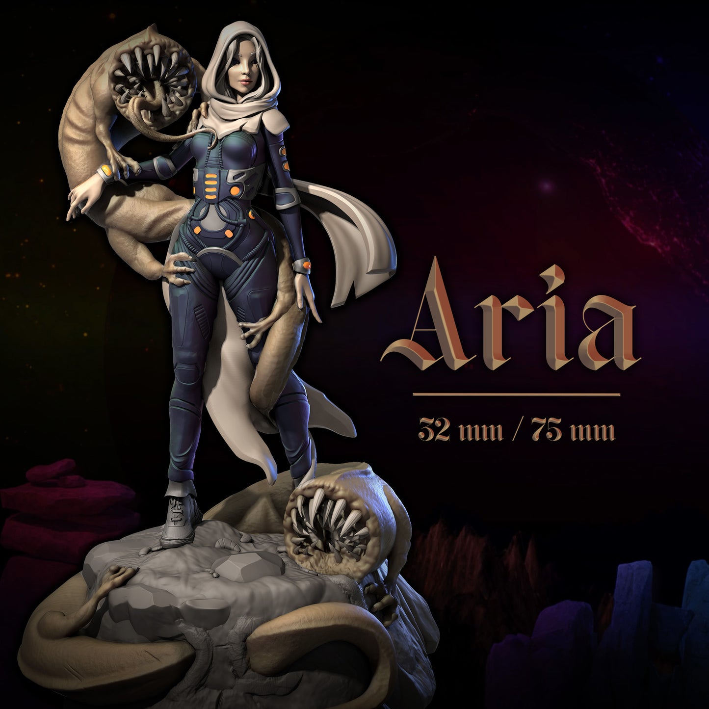 Aria | Tabletop or Display Scale | D&D TTRPG Fantasy Miniature | Dungeons and Maidens