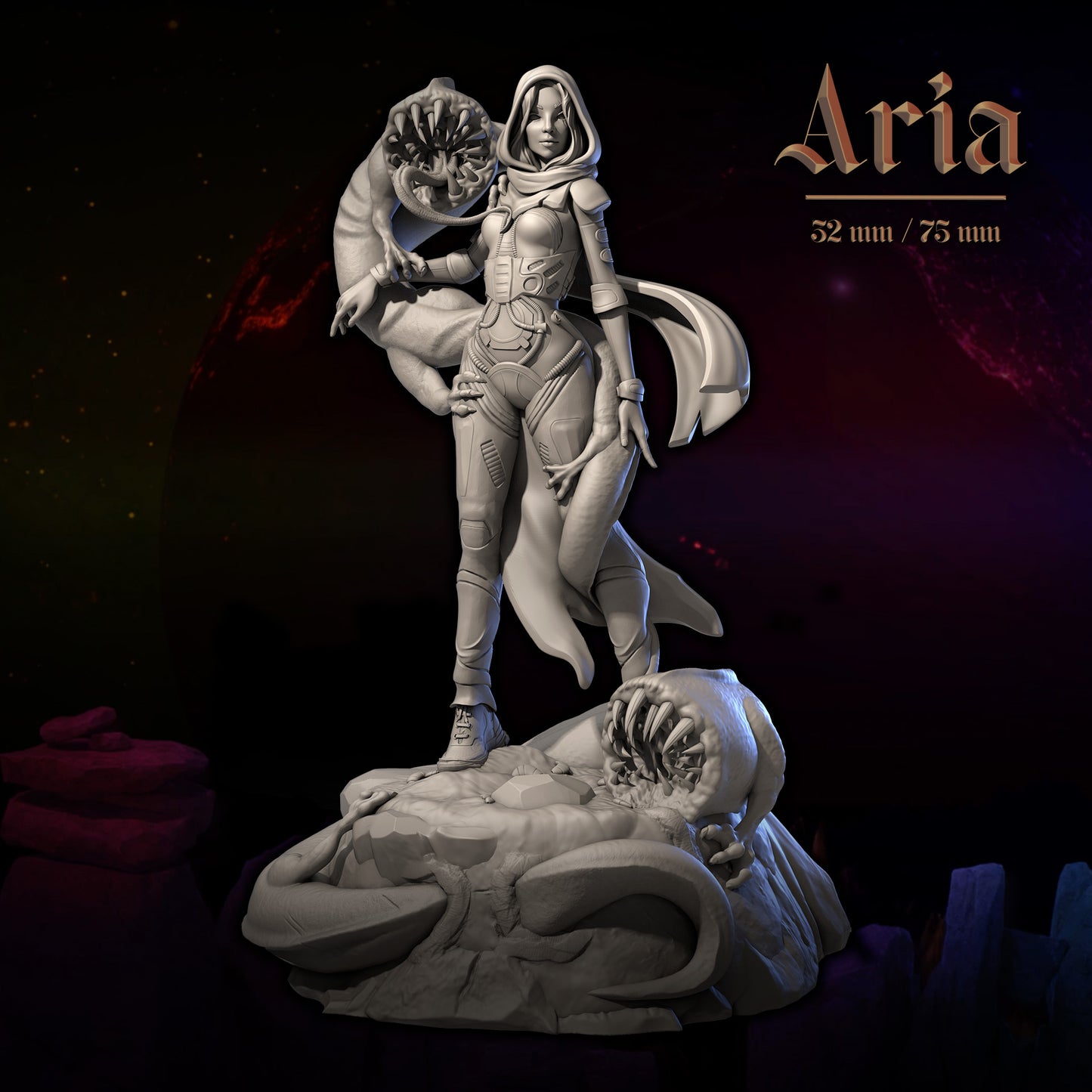 Aria | Tabletop or Display Scale | D&D TTRPG Fantasy Miniature | Dungeons and Maidens