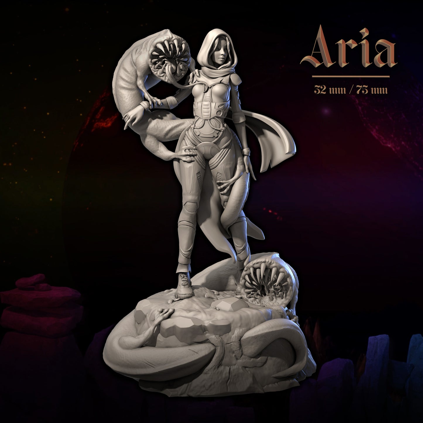 Aria | Tabletop or Display Scale | D&D TTRPG Fantasy Miniature | Dungeons and Maidens