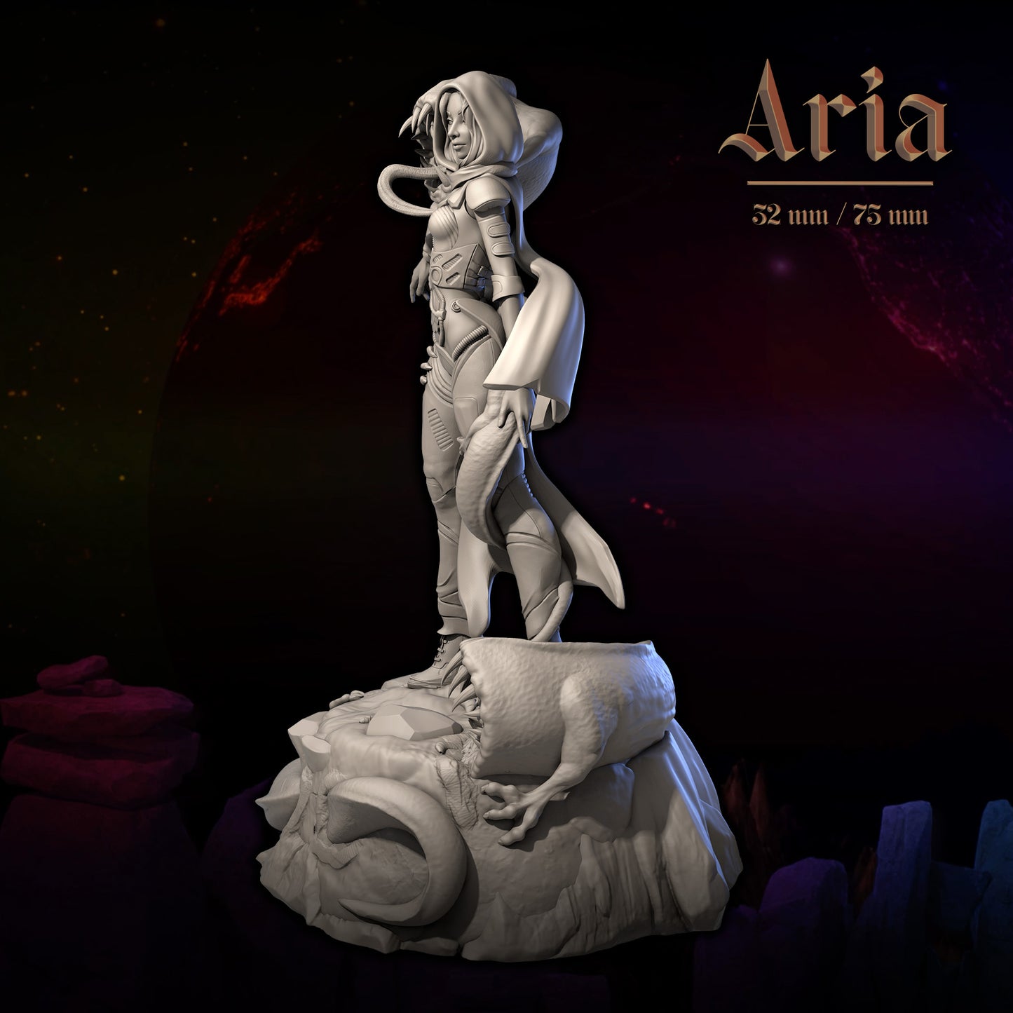 Aria | Tabletop or Display Scale | D&D TTRPG Fantasy Miniature | Dungeons and Maidens