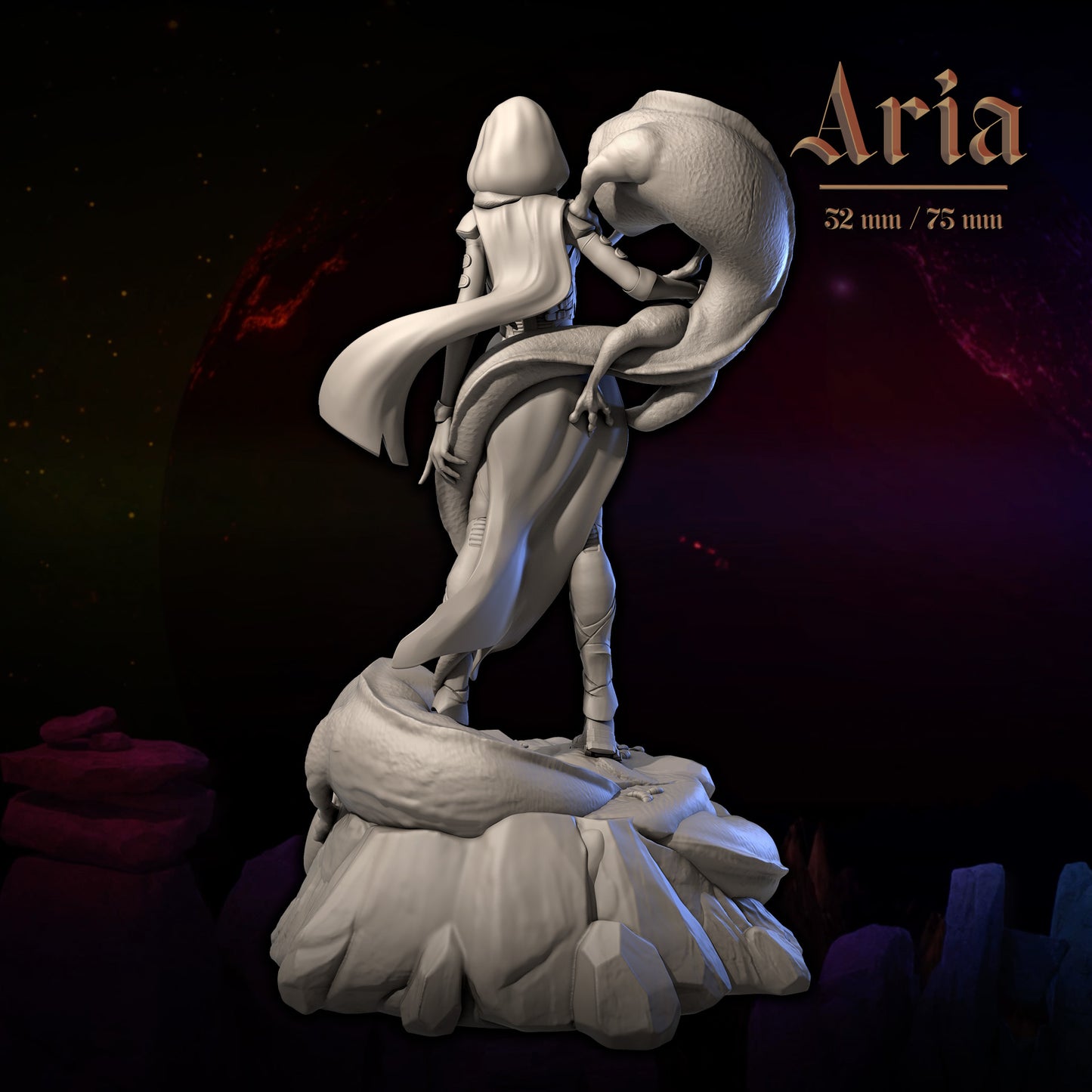 Aria | Tabletop or Display Scale | D&D TTRPG Fantasy Miniature | Dungeons and Maidens
