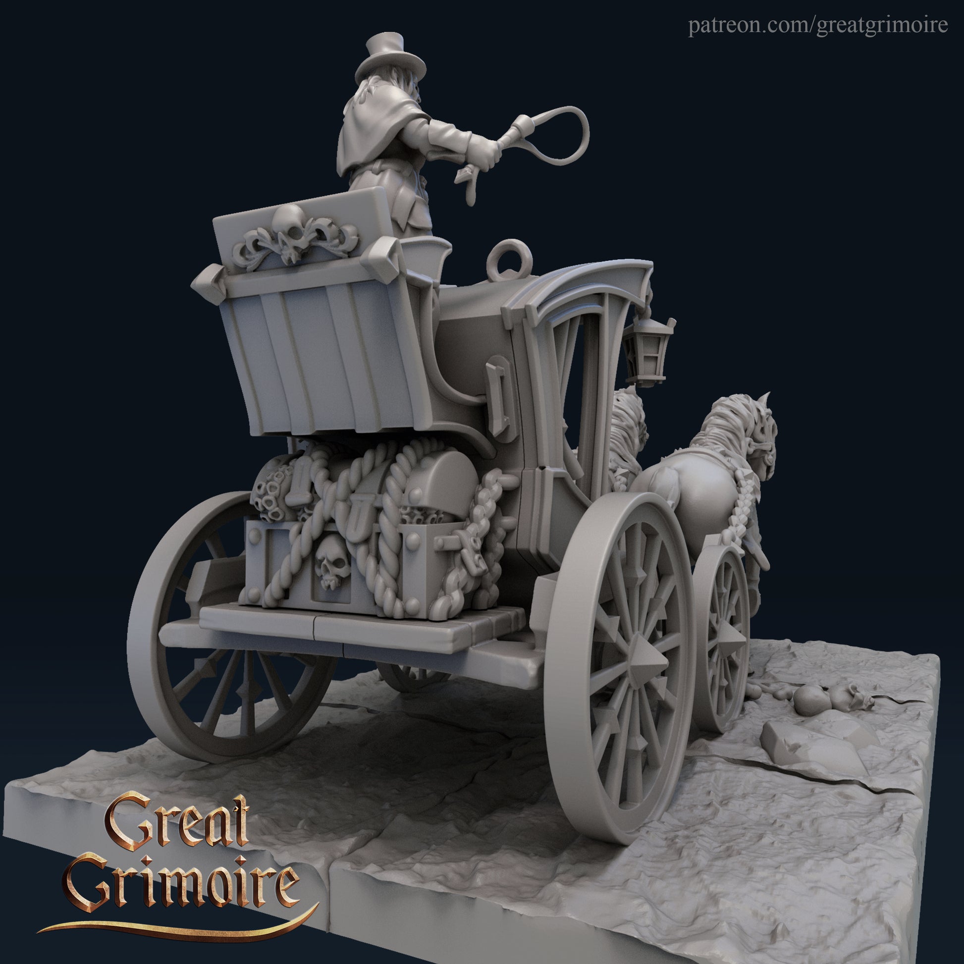 Tarot - The Chariot, Undead, Spooky, Halloween | D&D Gaming Miniature | Great Grimoire