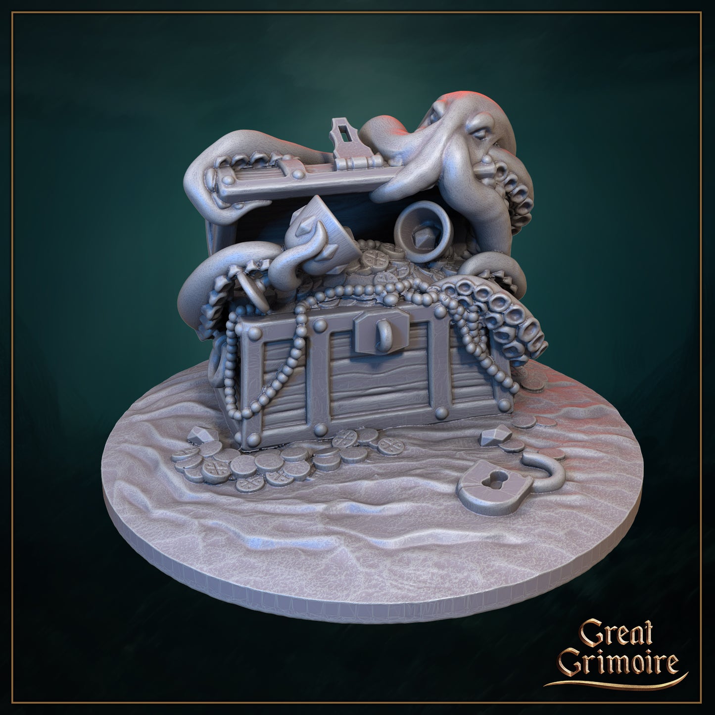 Treasure Chest with Octopus, Scatter | Gathering Storm | D&D Tabletop Miniature | Great Grimoire