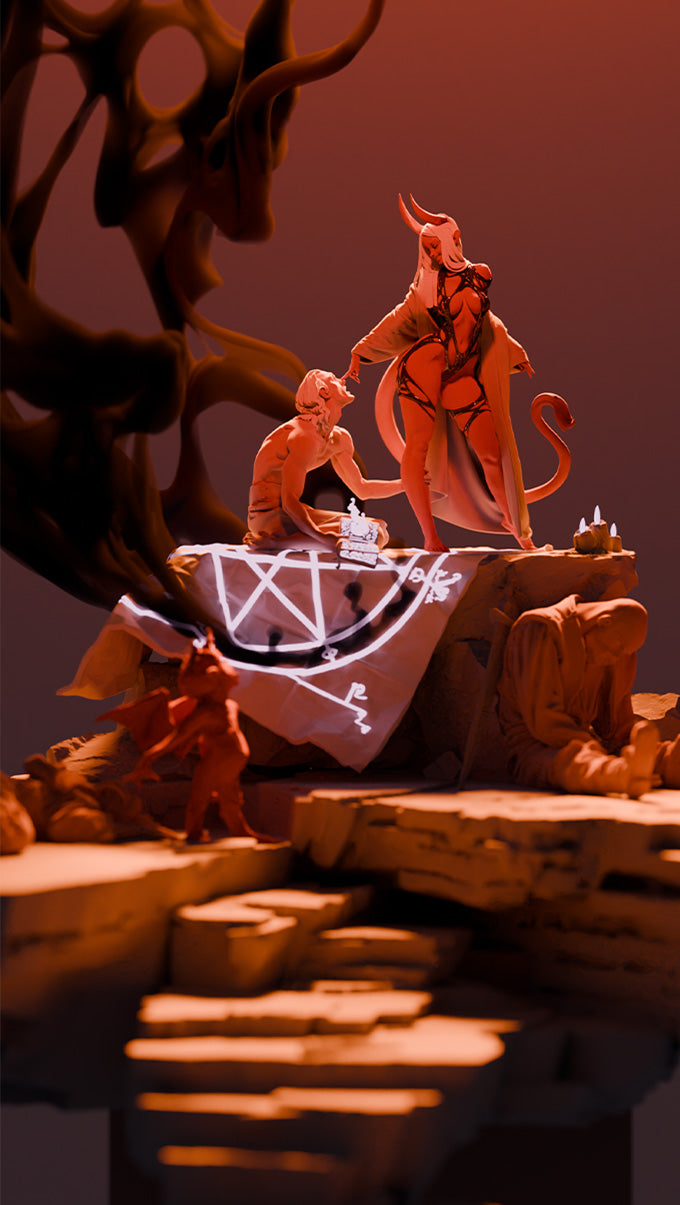 The Infernal Summoning Diorama | Resin Garage Kit Pin Up Figure Statue | Blackthorn Miniatures