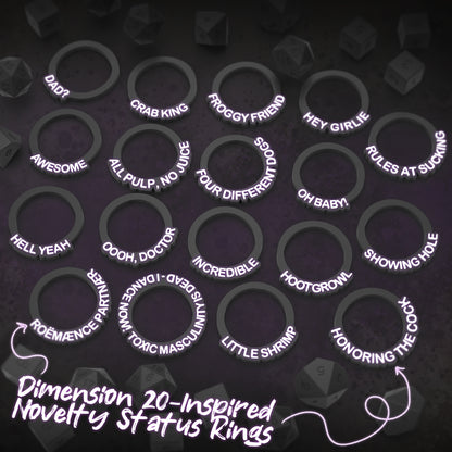 18 Dimension 20 Inspired Novelty Status Rings | D&D TTRPG Game Accessory | Found Family Adventurecrafts