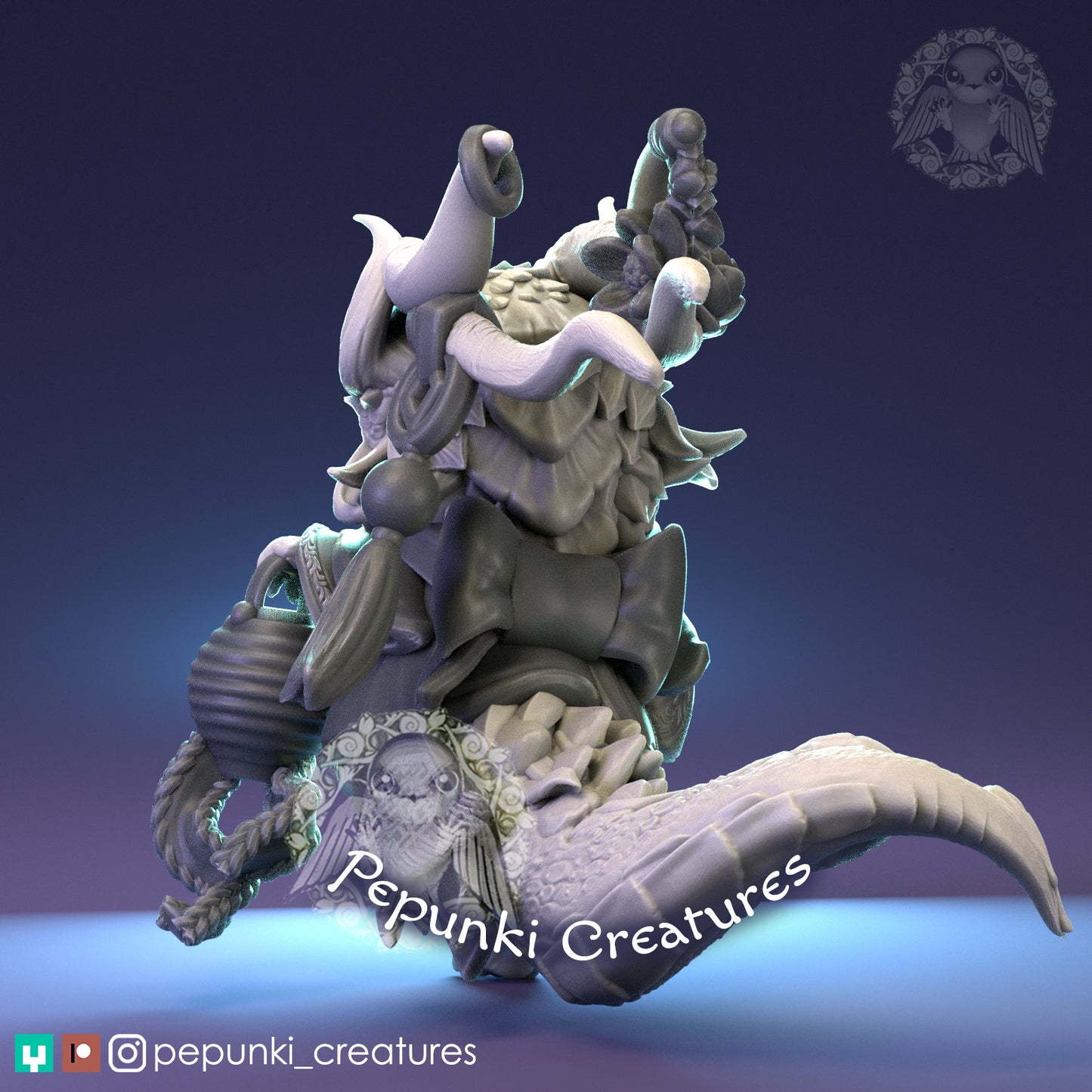 Lancero Gecko con cresta | Juego de rol de mesa de mazmorras y dragones en miniatura | Miniaturas Pepunki