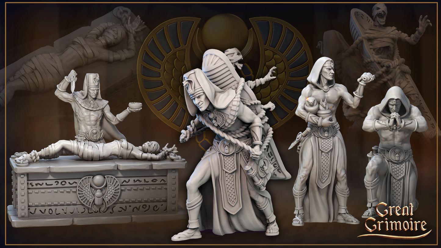 High Priests of Egypt, Mummy, Cult, Sacrifice | Road to the Afterlife | Tabletop Gaming Miniatures Collection | Great Grimoire