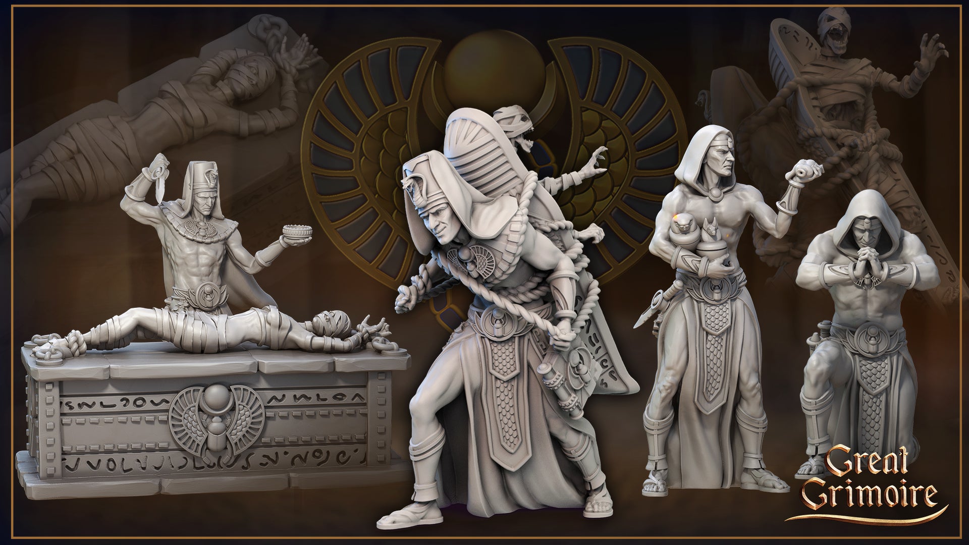 High Priests of Egypt, Mummy, Cult, Sacrifice | Road to the Afterlife | Tabletop Gaming Miniatures Collection | Great Grimoire