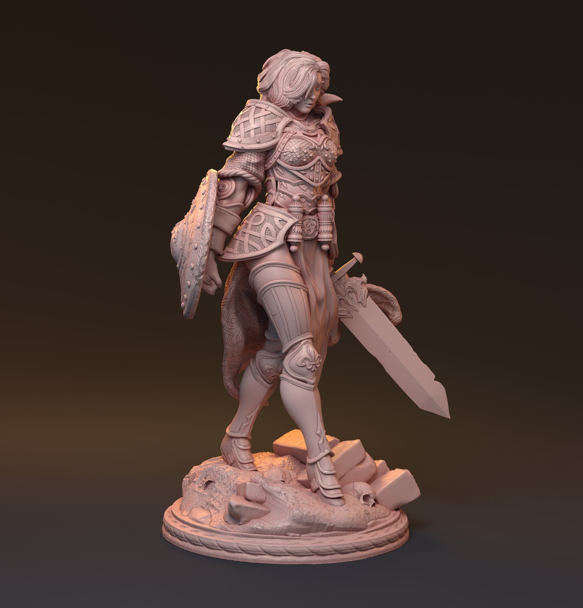 Galdran, Female Warrior | D&D TTRPG Miniature | Hardwitch Games