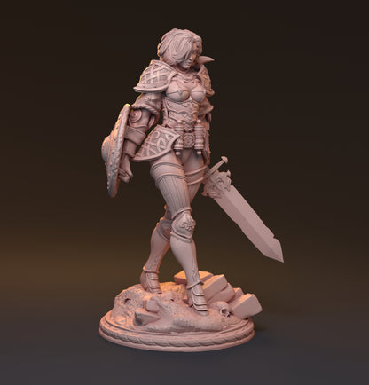 Galdran, Female Warrior | D&D TTRPG Miniature | Hardwitch Games