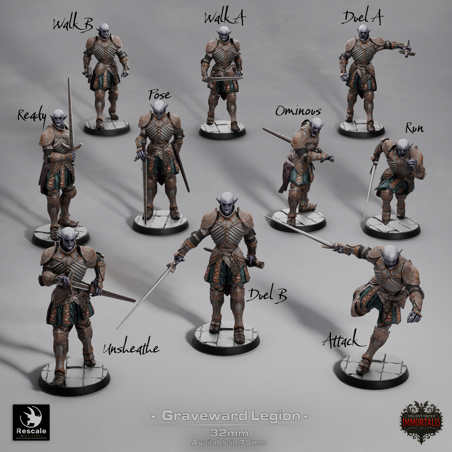 Graveward Legion, Ancient Order Immortalis | D&D TTRPG Miniature | Rescale Miniatures | 3D Print