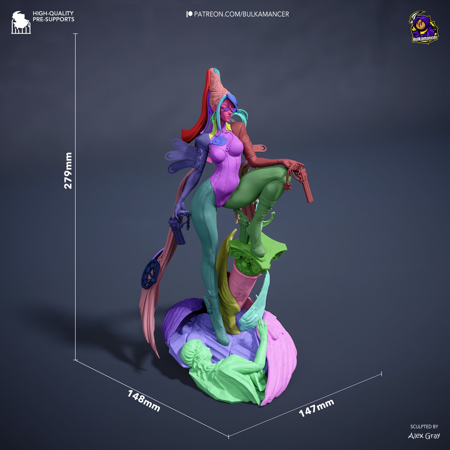 Bruja Pistolera | Figura de Resina de Garaje | Esculturas de Bulkamancer