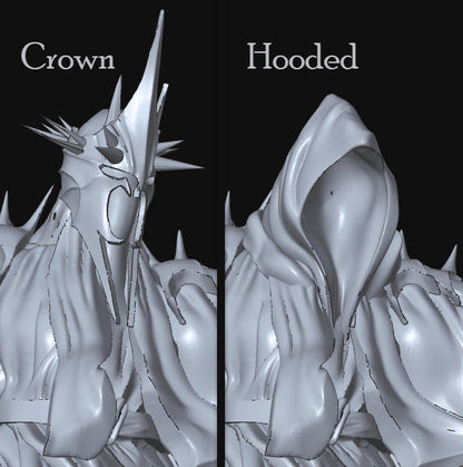 Close-up of detailed Navarrete Studio tabletop gaming miniature heads by Tattles Told 3D from The Spectrum King collection.