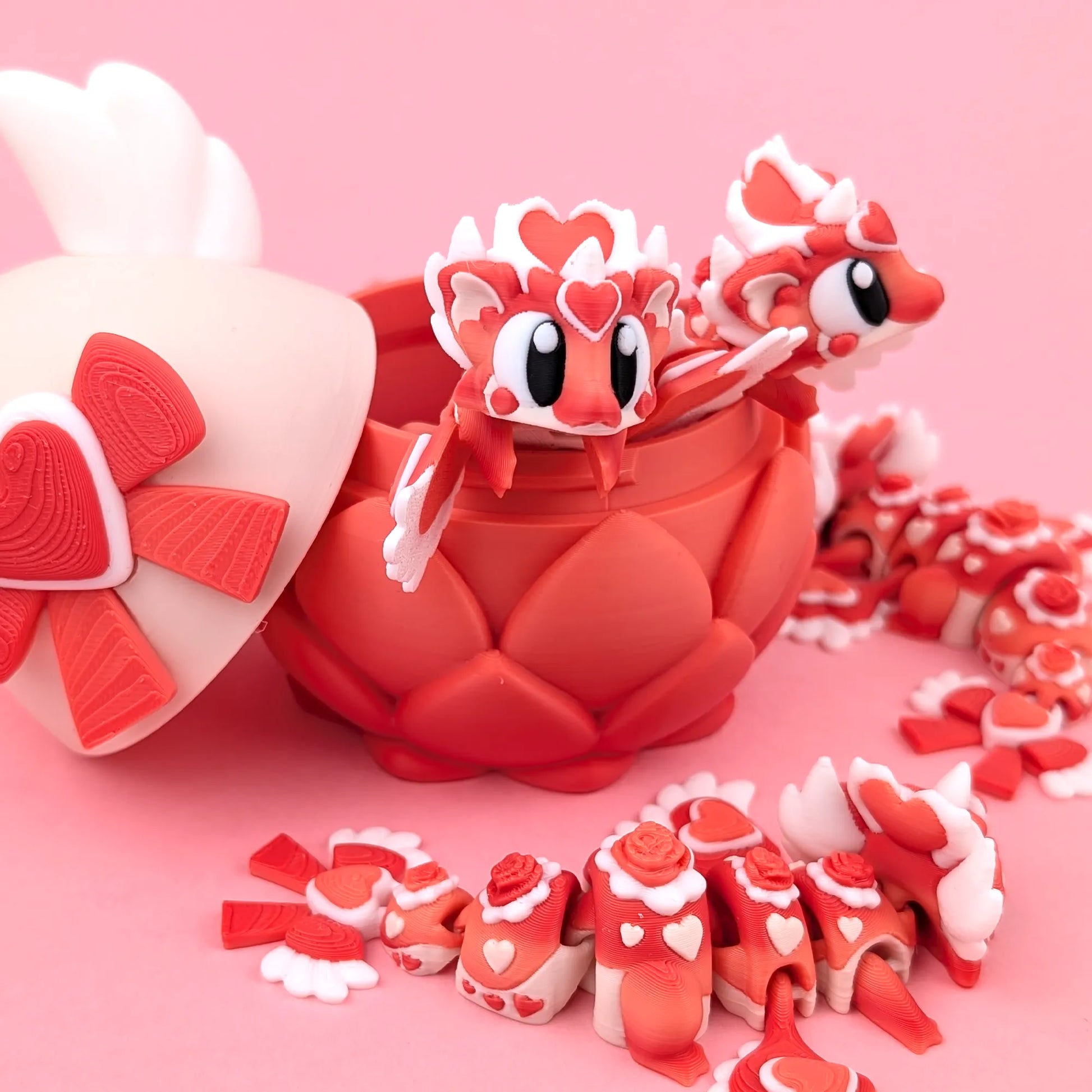 Miniature Flexi Heartseeker Dragon and Egg by Tattles Told 3D, featuring detailed dragon figure and textured egg in vibrant colors.