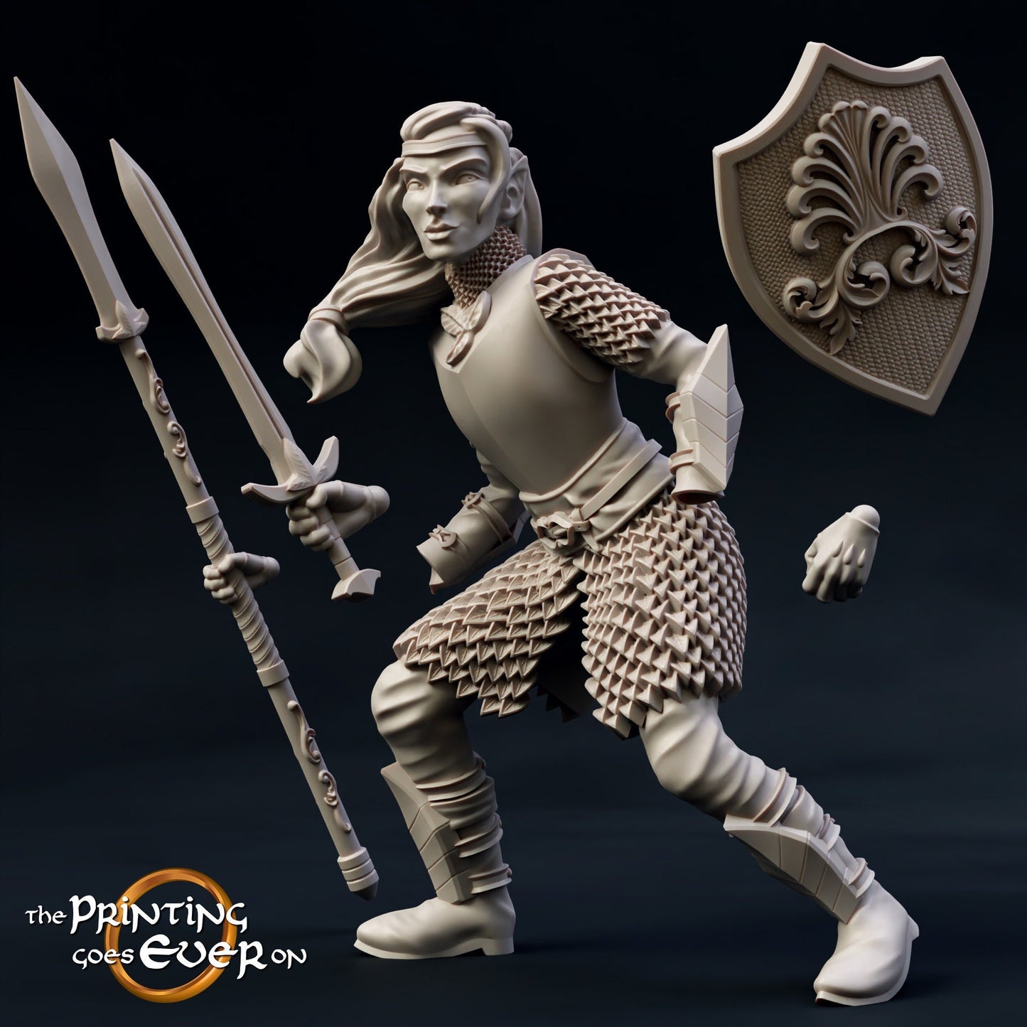 Brightwood Defender Female | D&D TTRPG Miniature | DnD Is A Woman | NO BASE