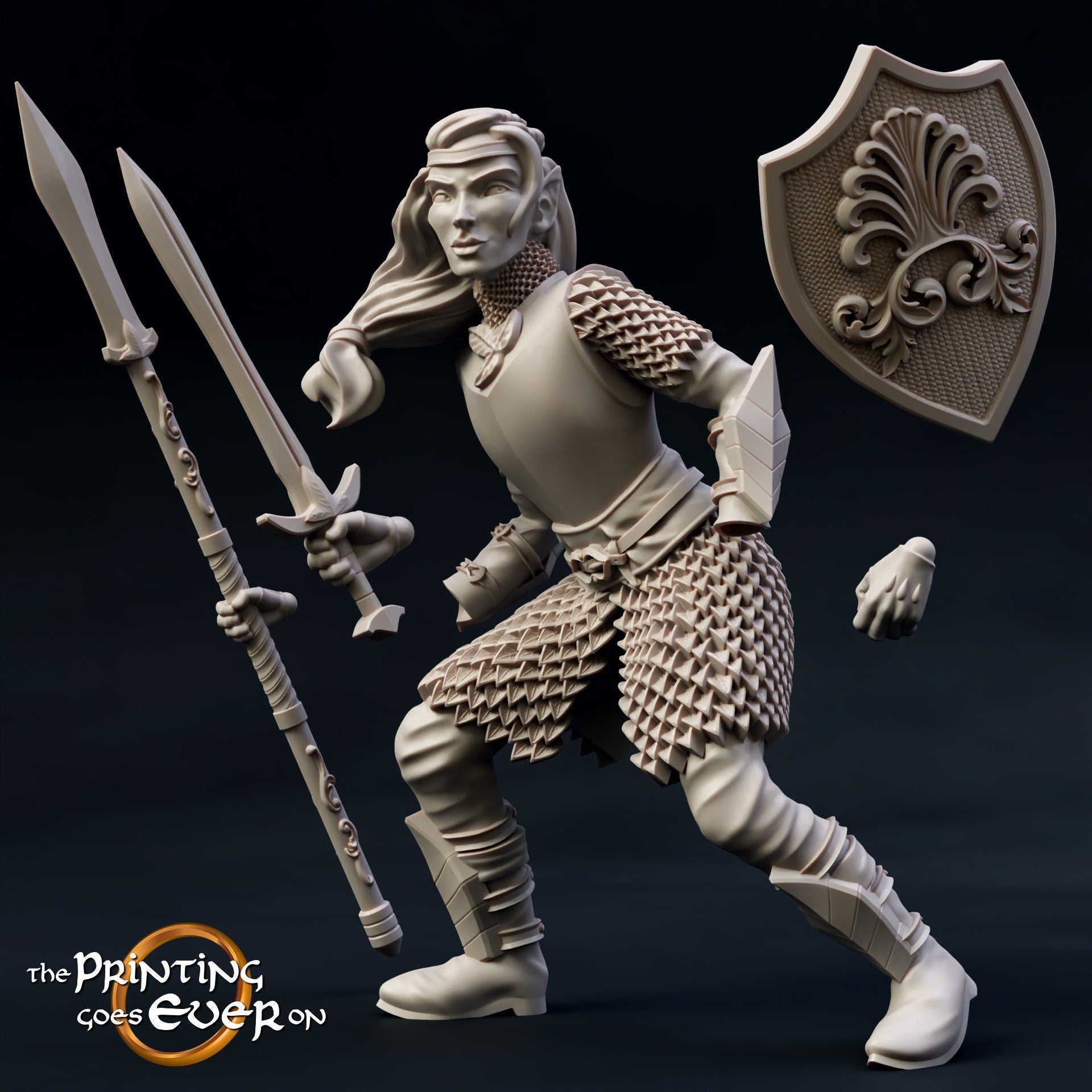Brightwood Defender Female | D&D TTRPG Miniature | DnD Is A Woman | NO BASE