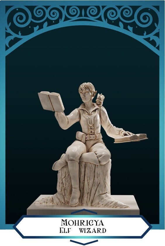 Elf Wizard, Mohrigya | D&D TTRPG Miniature | DnD Is A Woman | NO BASE