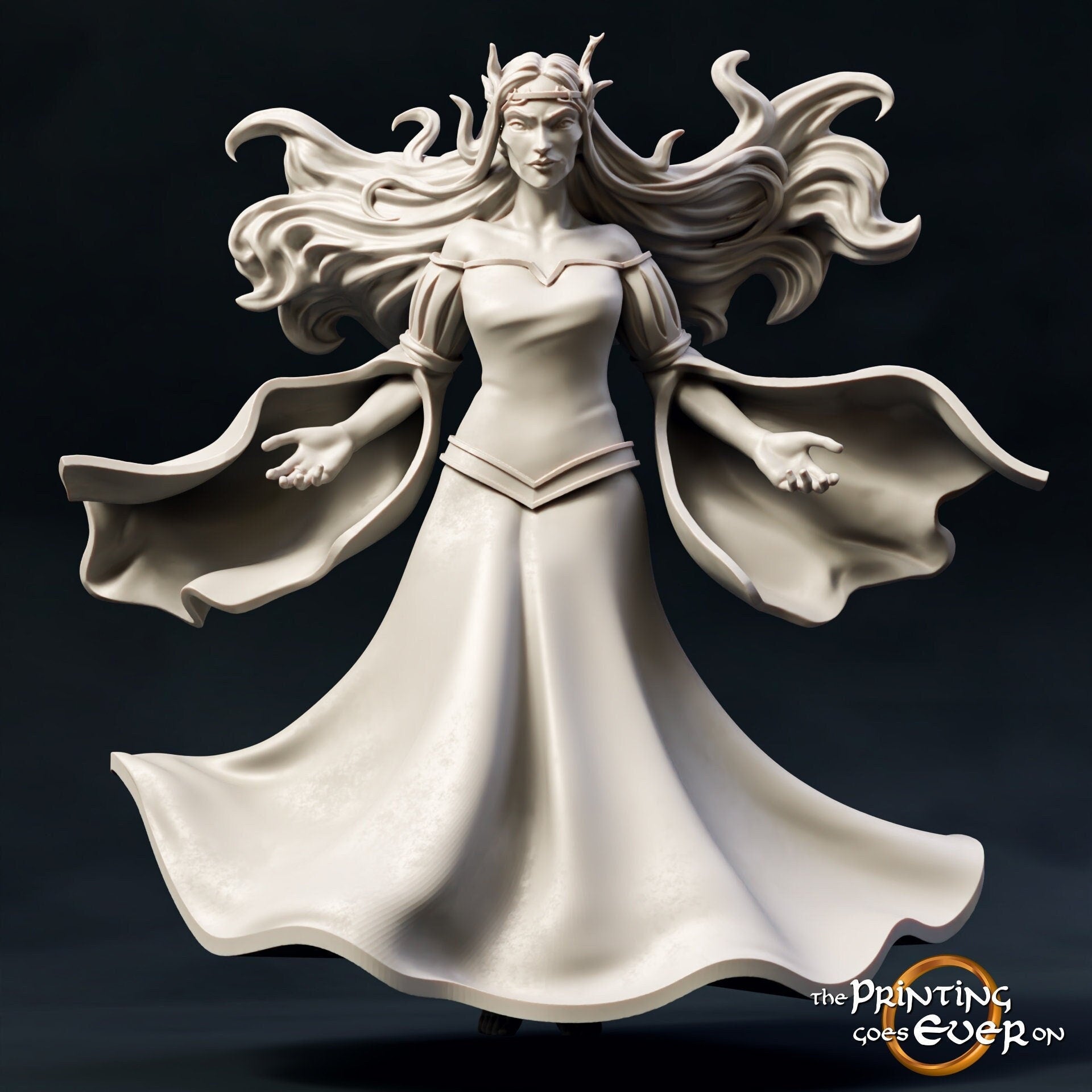 Elven Witch | D&D TTRPG Miniature | The Printing Goes Ever On | DnD Is A Woman NO BASE