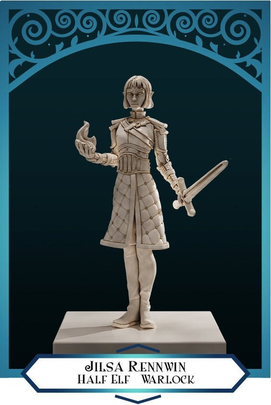 Half-Elf Warlock | D&D TTRPG Miniature | DnD Is A Woman | NO BASE